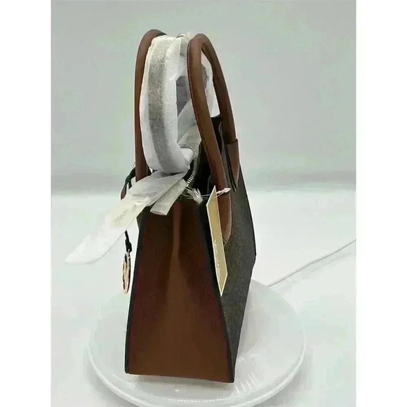 Michael Kors Mercer Medium Brown Leather Crossbody Satchel Bag - Picture 5 of 15